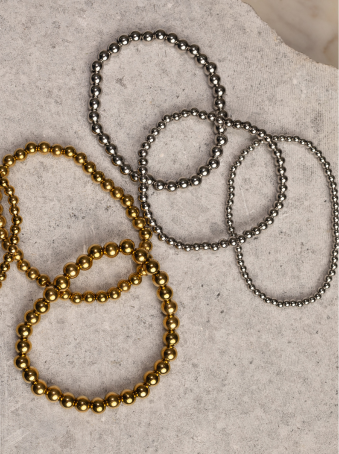 Pulsera elástica de esferas plateadas Acero Inoxidable 316L
