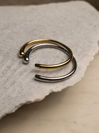 Brazalete abierto en acero inoxidable 316L dorado