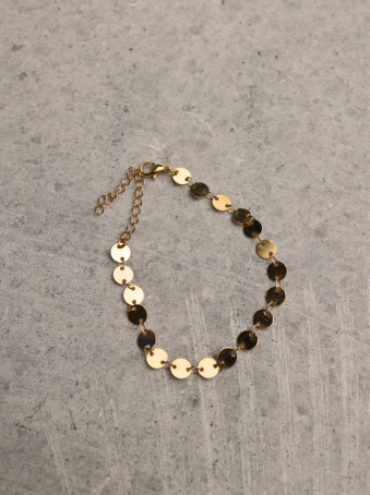 Pulsera de discos dorados en acero inoxidable