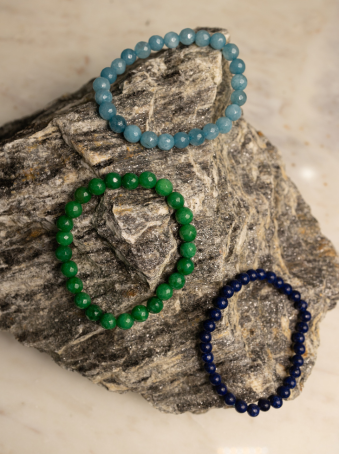 Pulsera elástica de imitación piedra natural azul marino