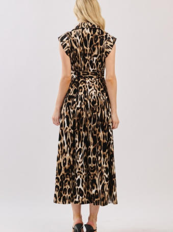 Vestido Midi Animal Print con Cinturón Ajustable