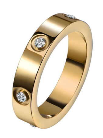 Gold Ring with Zirconia Accents