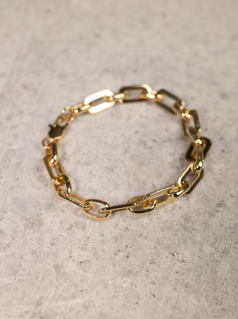 Pulsera de eslabones rectangulares en acero inoxidable dorado