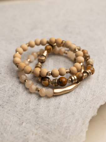Set de 3 pulseras elásticas en tonos tierra