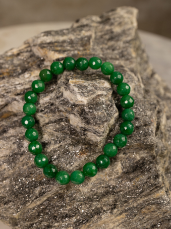 Pulsera elástica de imitación piedra natural verde facetada