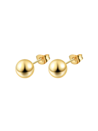 Aretes dorados en forma de esfera lisa