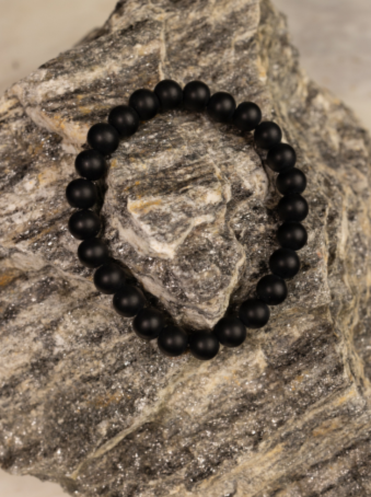 Pulsera elástica de imitación piedra natural negra mate