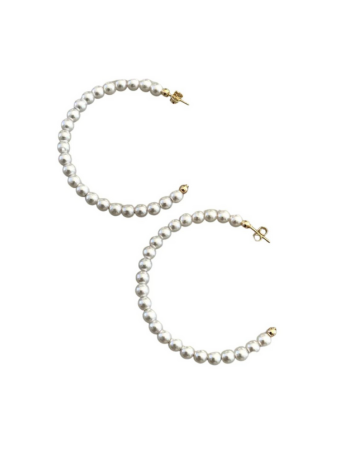 Aretes Aro con Perlas Clásicas – Carolina Jewelry