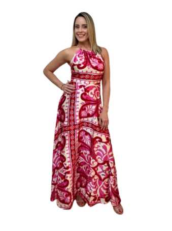 Vestido Halter con Espalda Cruzada