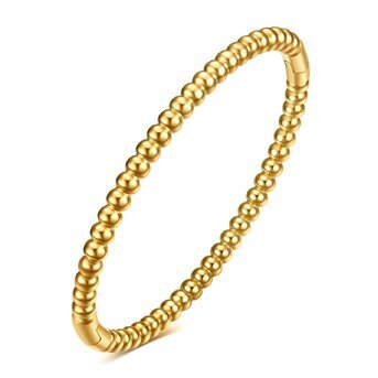 ✨ 18K Gold Plated Stainless Steel Bangle with Golden Beads - Timeless Elegance ✨